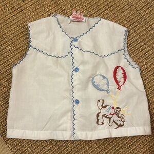 Vintage 1960s Sasson Brothers cotton blend embroidered button front top 6mos